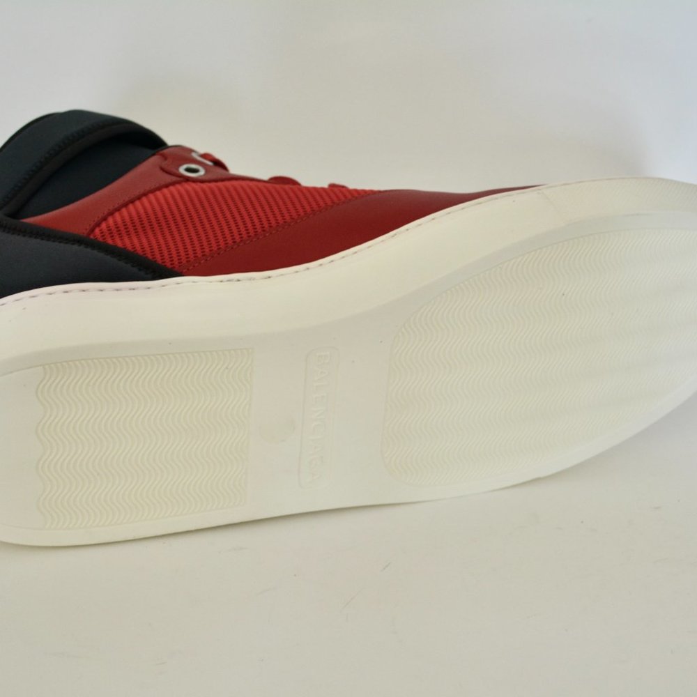 NWT BALENCIAGA MENS NEOPRENE STRAP HITOP LEATHER SNEAKERS US 41 EU 8 - Picture 9 of 10
